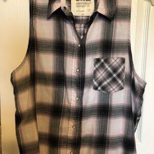 Garage Black and White Casual Button Down Shirt